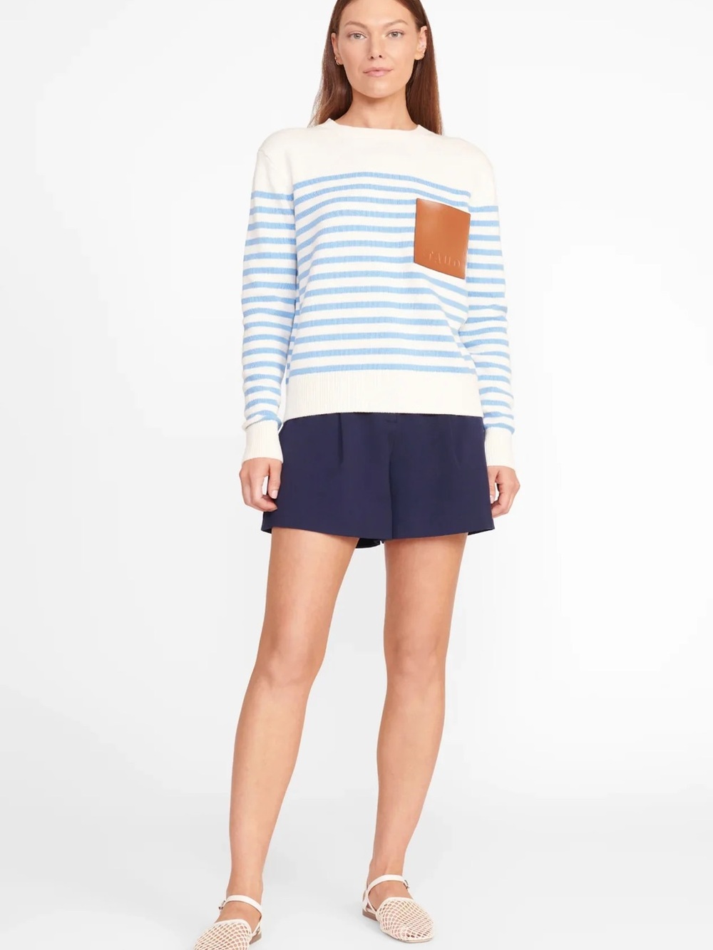 NWOT STAUD SUNSET SWEATER ~ AZURE BENTON STRIPE SIZE XS